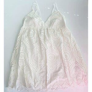 NWT H&M Women’s White Broderie Eyelet Mini Dress L Large